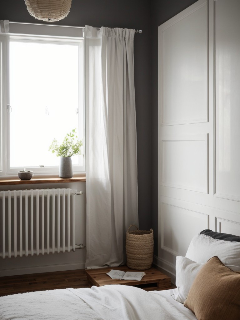 Modern Nordic Bedroom: Light and Dark Elements for a Stylish Apartment.