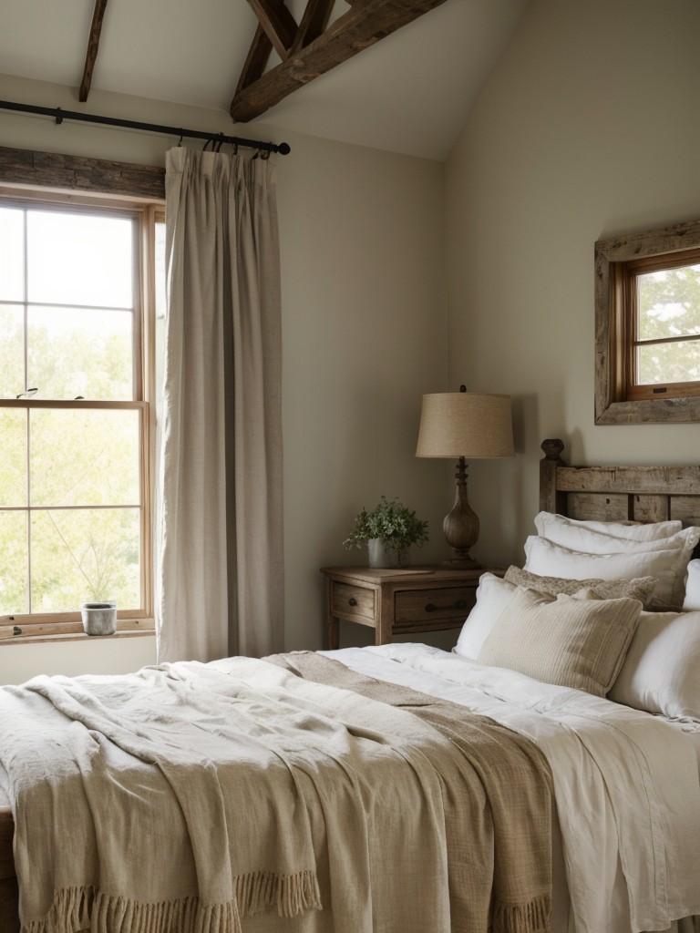 Cozy Country Cottage Bedroom: Sheer Curtain Ideas for a Dreamy Atmosphere.