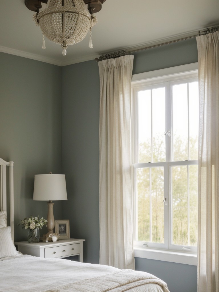 Country Chic: Serene Bedroom with Sheer Curtains