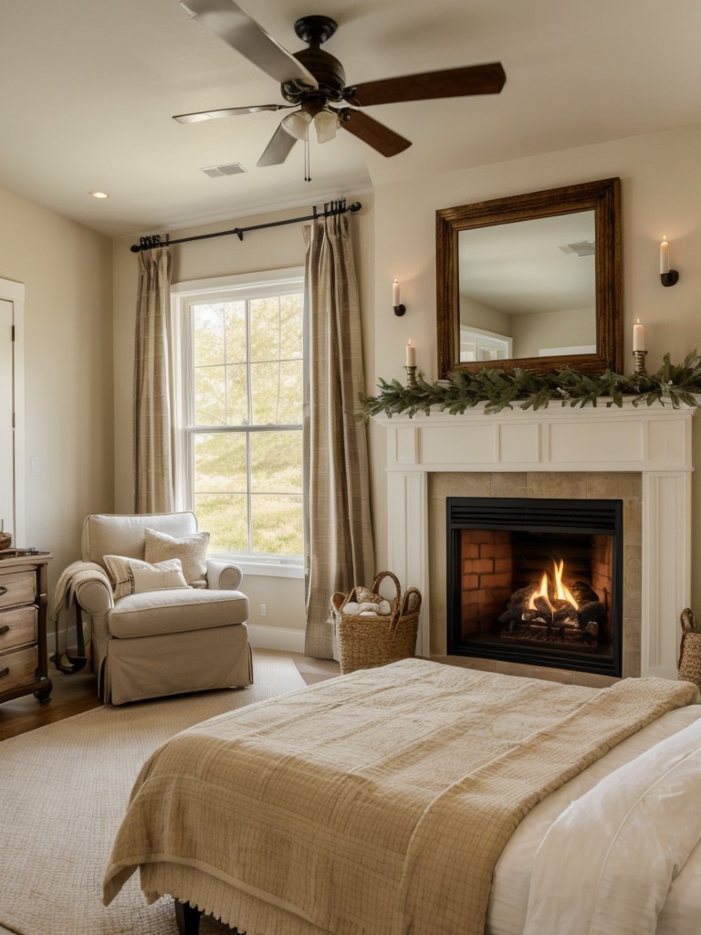 Cozy Country-Inspired Bedroom Decor: Add a Fireplace for Charm!