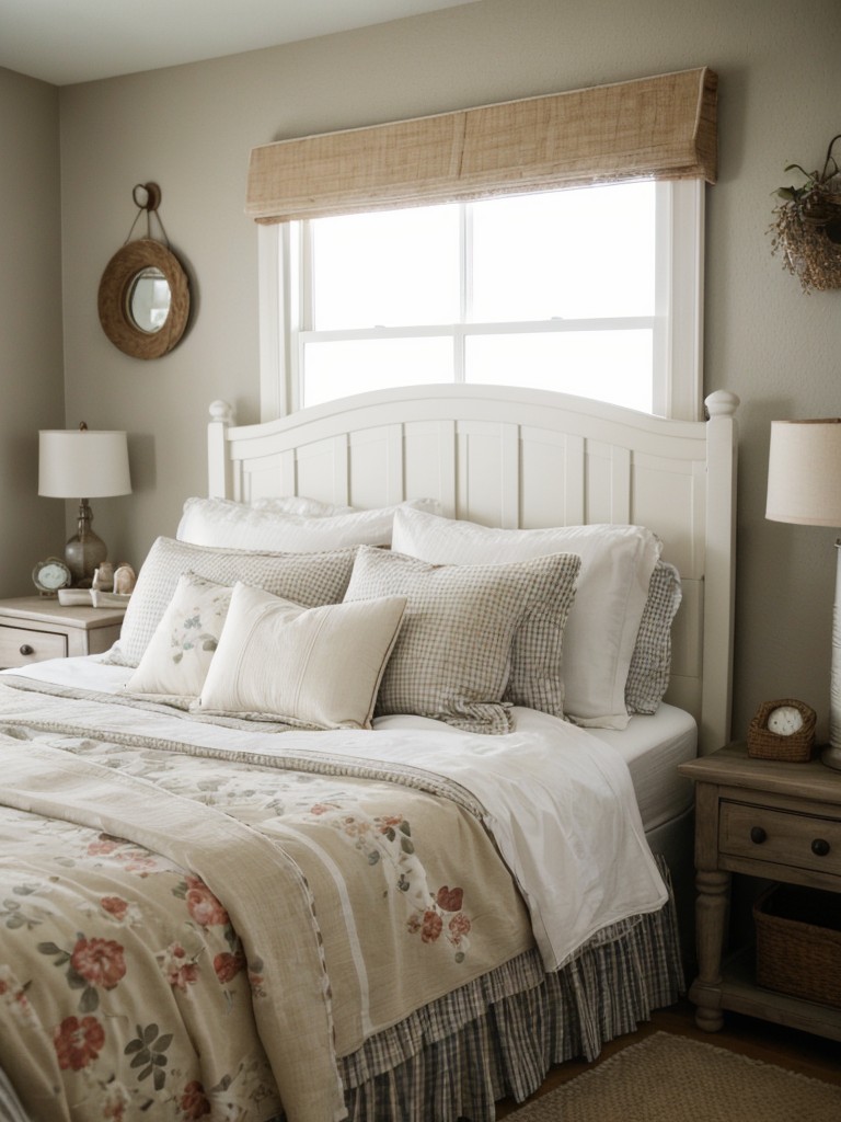 Get the Farmhouse Look: Layer Patterns for a Charming Bedroom.