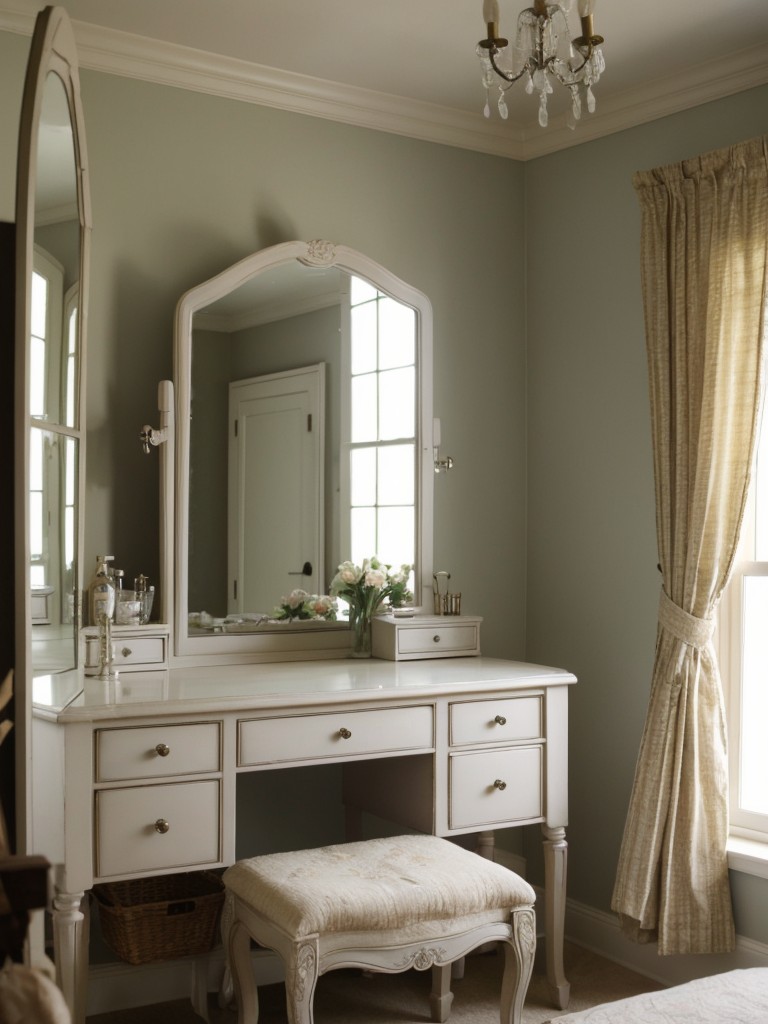 Vintage Country Cottage Bedroom: Antique Glamour with Vintage Vanity