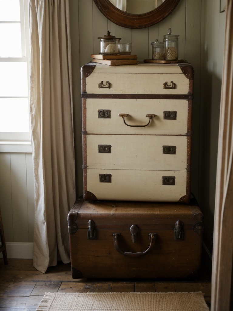 Charming Vintage Style: Revamp Your Bedroom with Antique Suitcase Storage