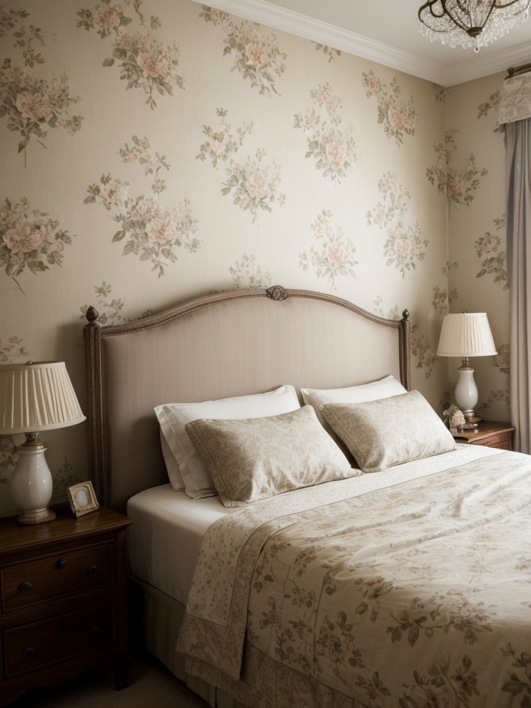 Vintage-Inspired Wallpaper for Timeless Bedroom Elegance.