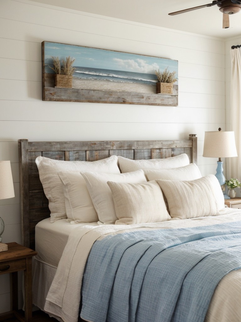 Beachy Vibes: Coastal Bedroom Decor with Rustic Charm.