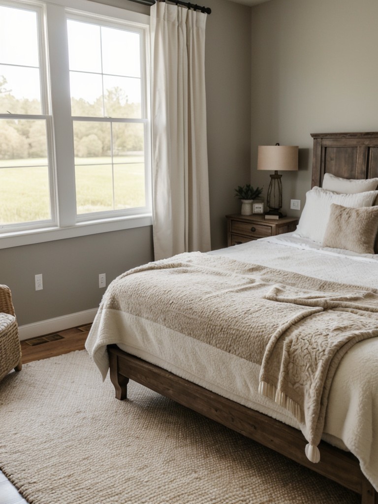 Cozy Farmhouse Vibes: Enhance Your Bedroom with Plush Comfort.