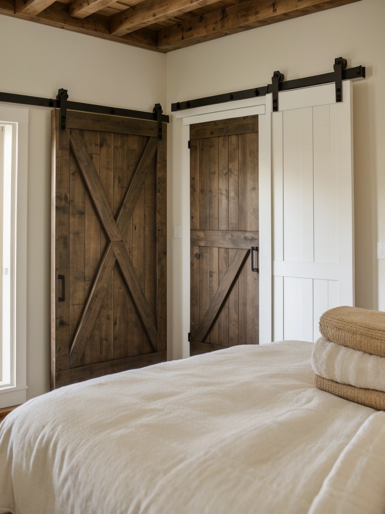 Farmhouse-Inspired Bedroom Decor with Sliding Barn Door