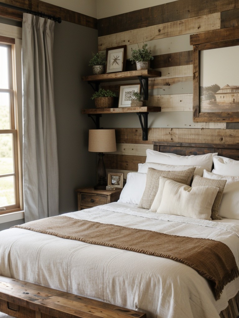 Rustic Chic: Farmhouse Bedroom Decor with Reclaimed Wood Accents.