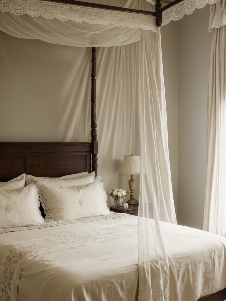 Cozy & Chic: Romantic Country Bedroom with Canopy Bed & Vintage Lighting