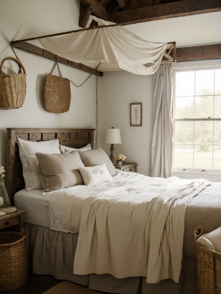 Farmhouse Chic: Cozy Bedroom Retreat with Antique Quilts & Fresh Flowers