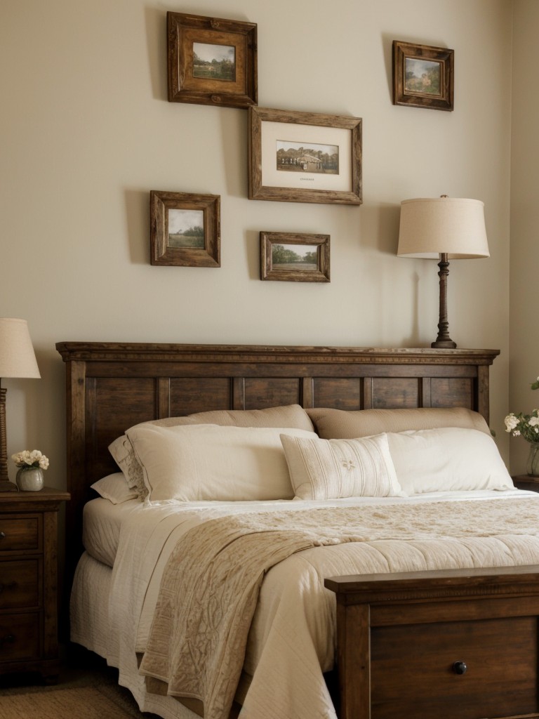 Cozy Rustic Bedroom Decor: Vintage Artwork and Family Heirlooms for a Personal Touch