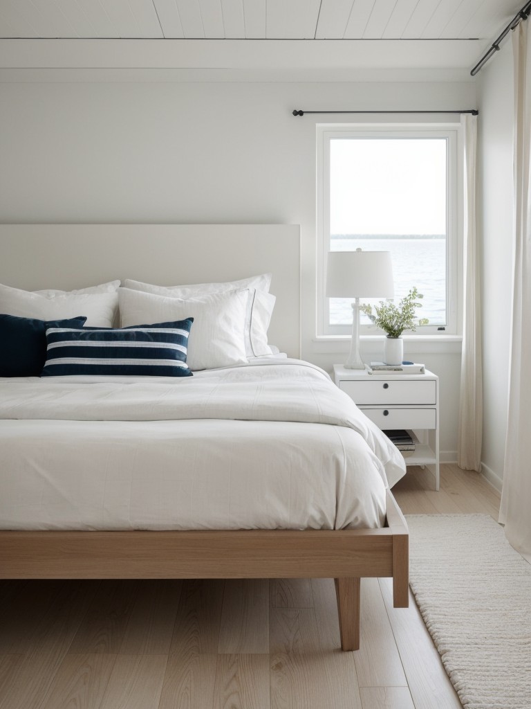 Nautical-Inspired Apartment Bedroom: Clean & Minimal with Scandinavian Flair!