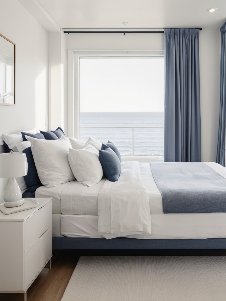 Seaside Serenity: Stylish Apartment with Nautical Bedroom Decor