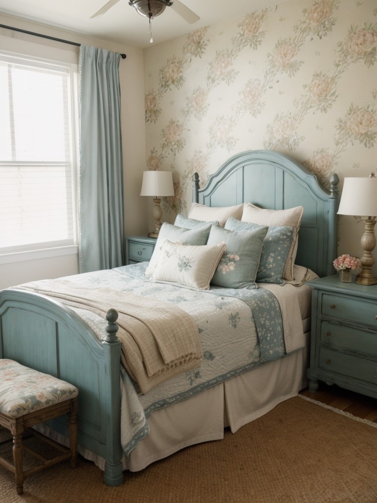 Vintage Nautical Vibes: Transform Your Bedroom with Distressed Furniture & Floral Patterns