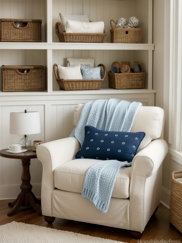 Nautical Bedroom Vibes: Cozy Reading Nook with A Splash of Style.