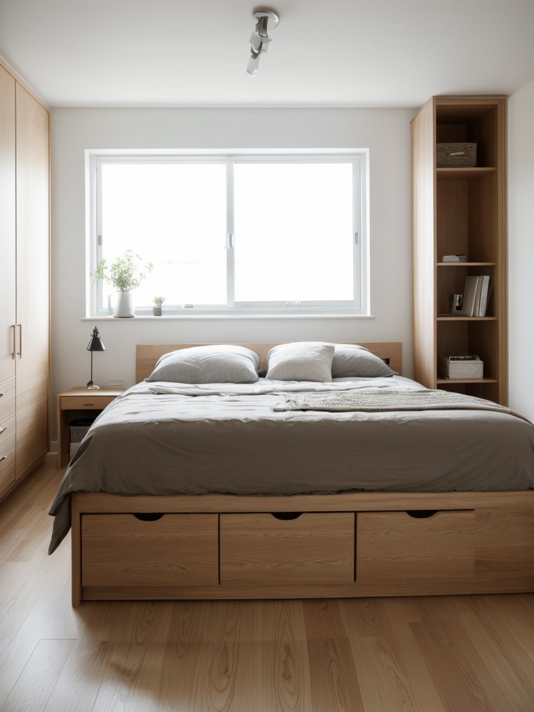 Scandi-inspired bedroom with smart storage for maximum space! ?