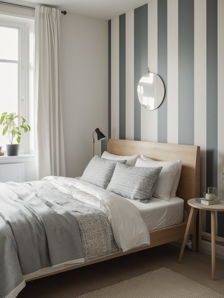 Cozy Scandinavian Bedroom: Mix Prints for Visual Appeal