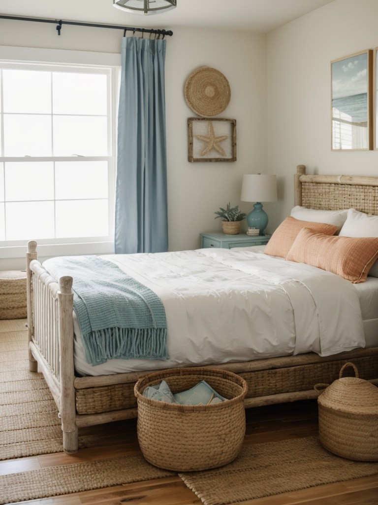 Beachy Bedroom Bliss: Stylish Storage with Natural Elements!