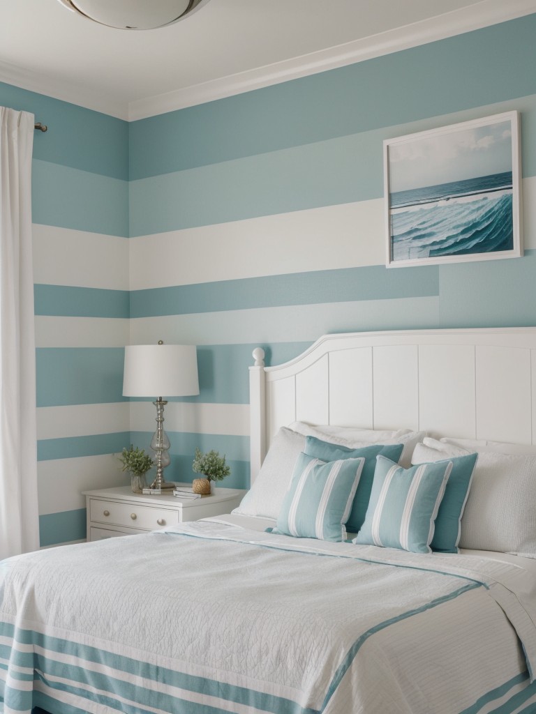 Nautical Bedroom Vibes: Transform your apartment with a coastal accent wall!