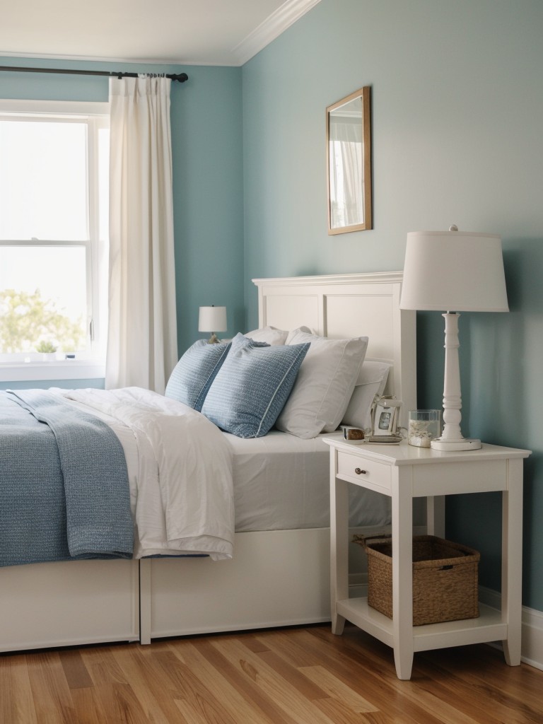 Seaside Serenity: Stylish Apartment Bedroom with Ample Storage