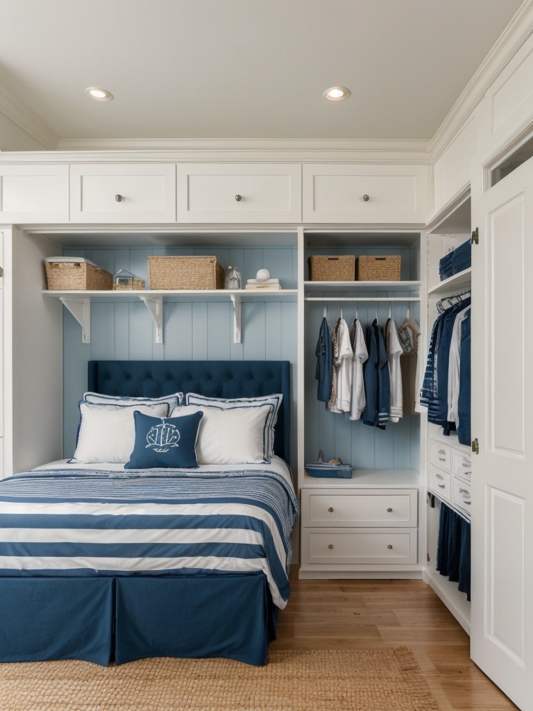 Seaside Serenity: Clever Apartment Storage Hacks for a Cozy Bedroom.