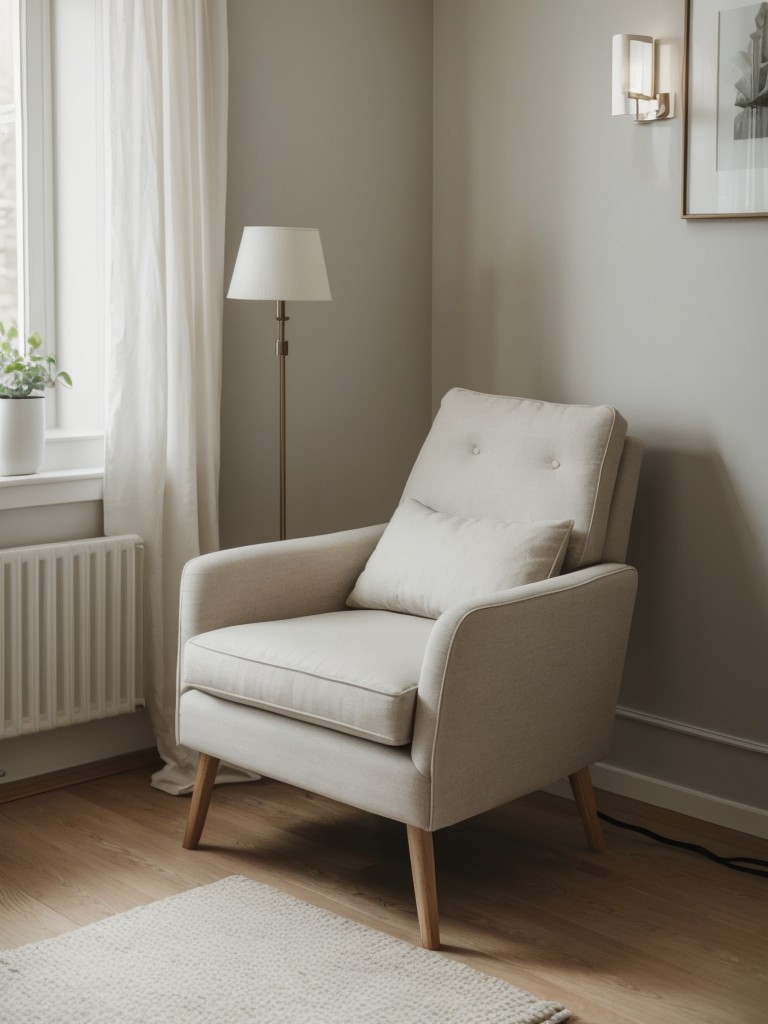 Cozy Scandinavian-style bedroom with a chic reading nook.