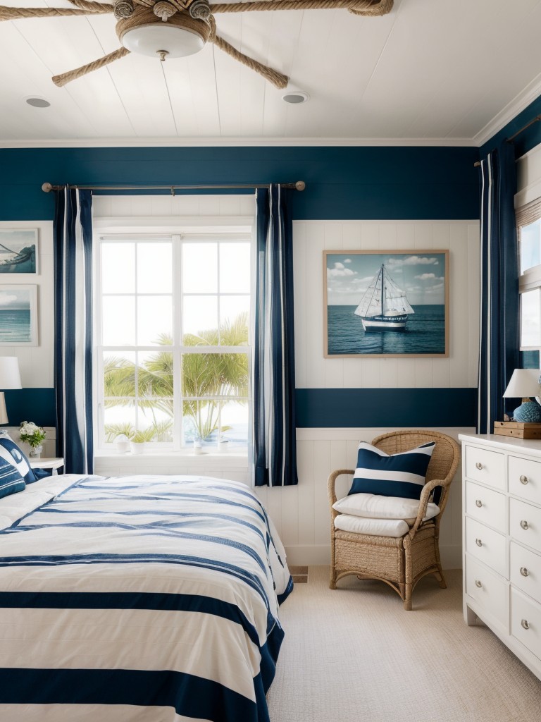 Coastal Chic: Nautical Bedroom Inspiration! Sail away with seaside style.