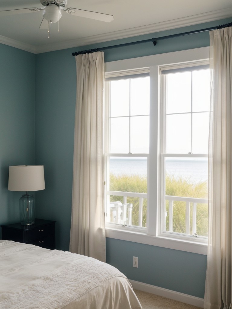 Seaside Chic: Brighten up your apartment with sheer curtains for a tranquil and airy vibe.