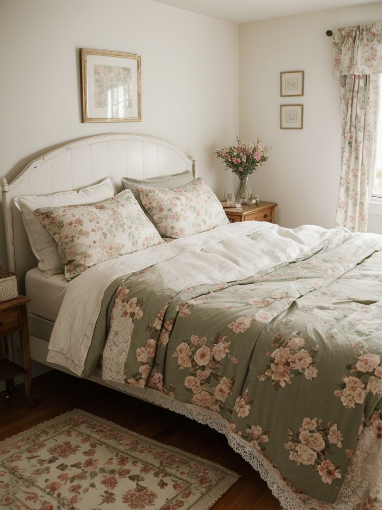 Vintage-inspired bedding for a cozy apartment bedroom