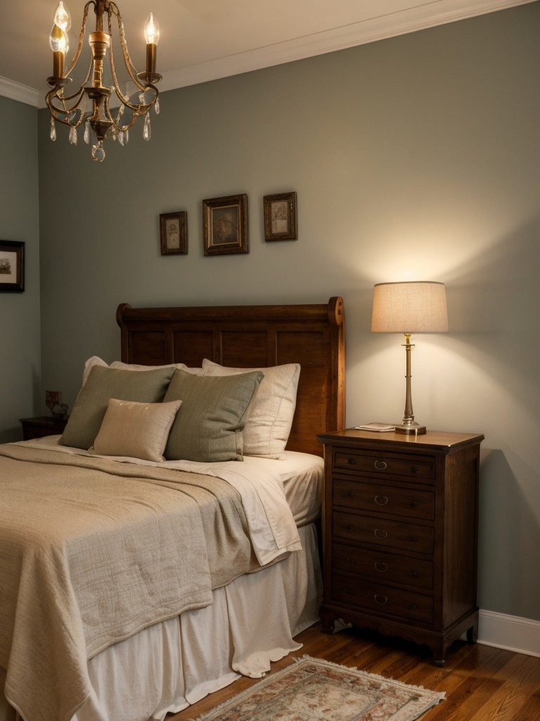 Vintage-inspired lighting for a cozy apartment bedroom