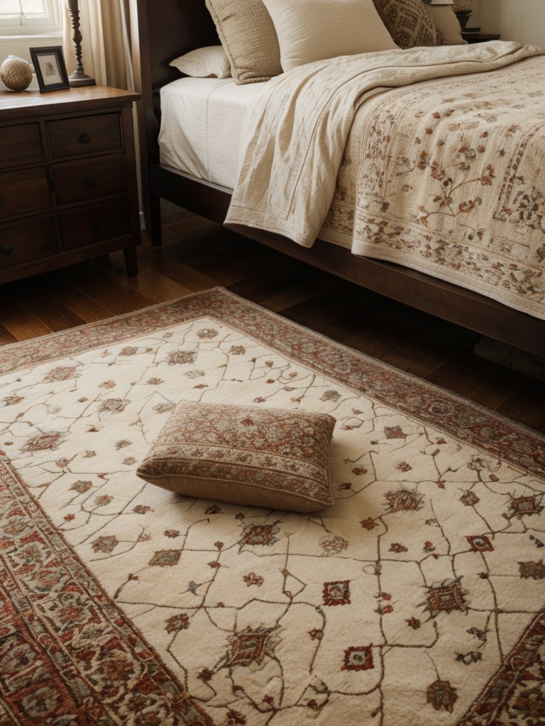 Vintage rugs for a cozy apartment bedroom