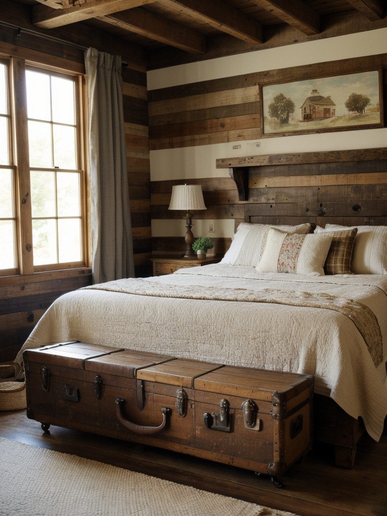 Classic Vintage Apartment Vibes: Rustic Wood, Vintage Suitcases & Cozy Quilts