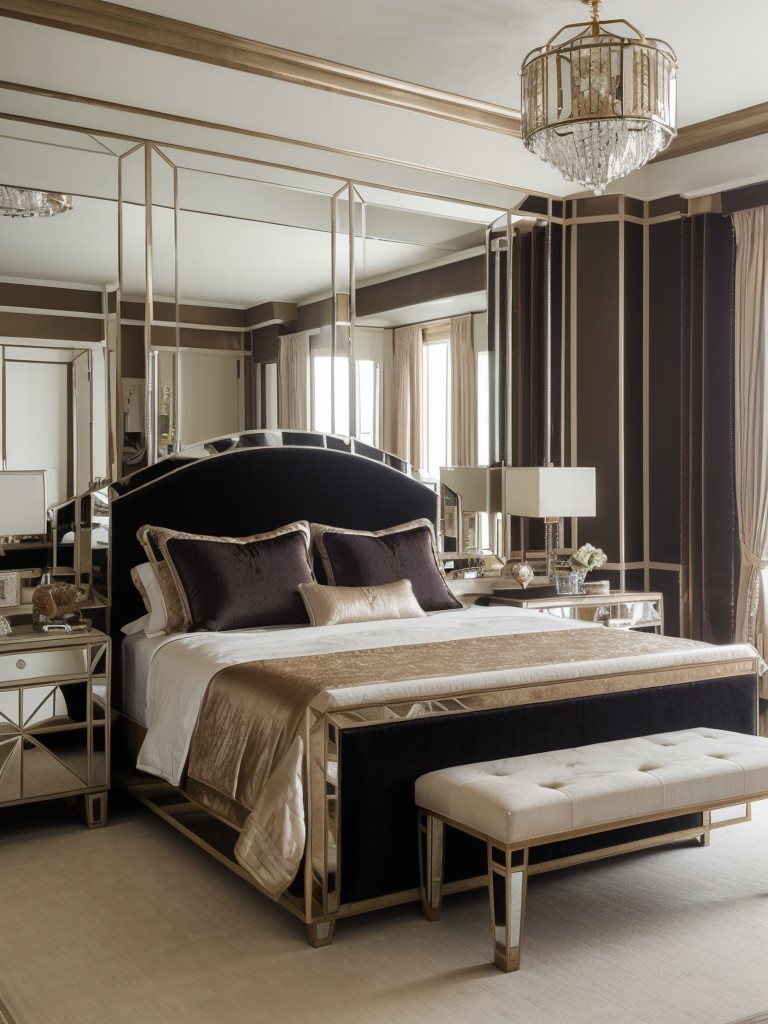 Vintage Art Deco Bedroom: Geometric Patterns & Luxurious Accents.