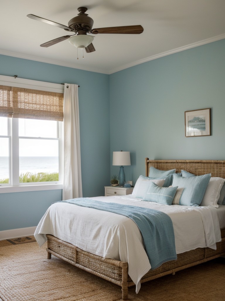 Beachy Flair for Your Bedroom: Vintage Decor with Seagrass and Blue Shades