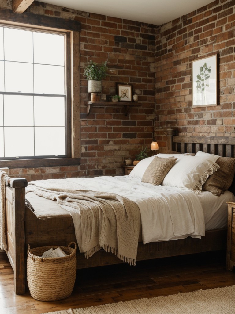 Cozy Vintage Apartment Decor: Reclaimed Wood, Exposed Brick & Woven Baskets