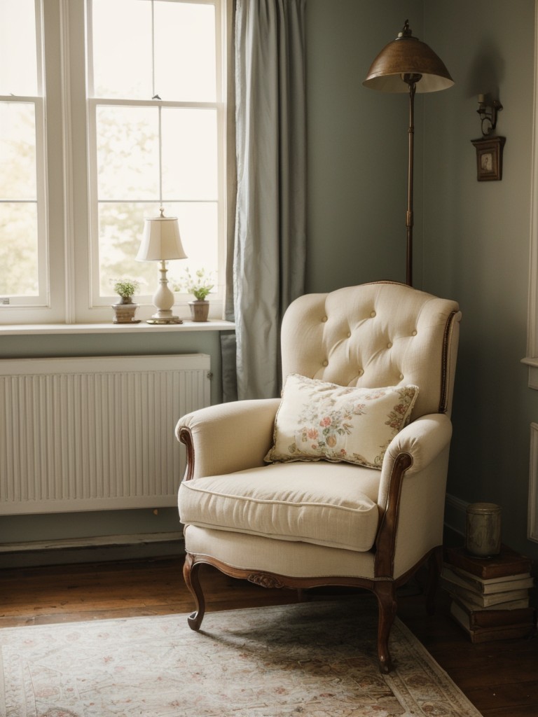 Cozy Vintage Reading Nook: Embrace Romance in Your Apartment