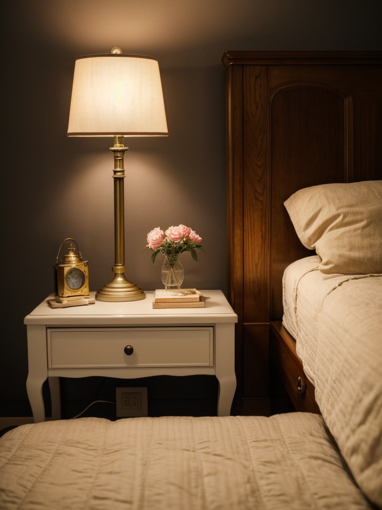 Romantic Vintage Bedroom Vibes: Elegant lighting for a cozy retreat!