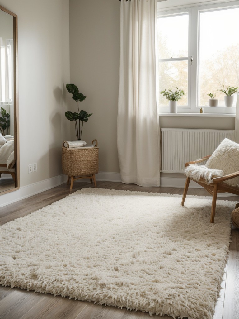 Cozy and Luxurious: Elevate Your Bedroom with a Plush Neutral Rug!