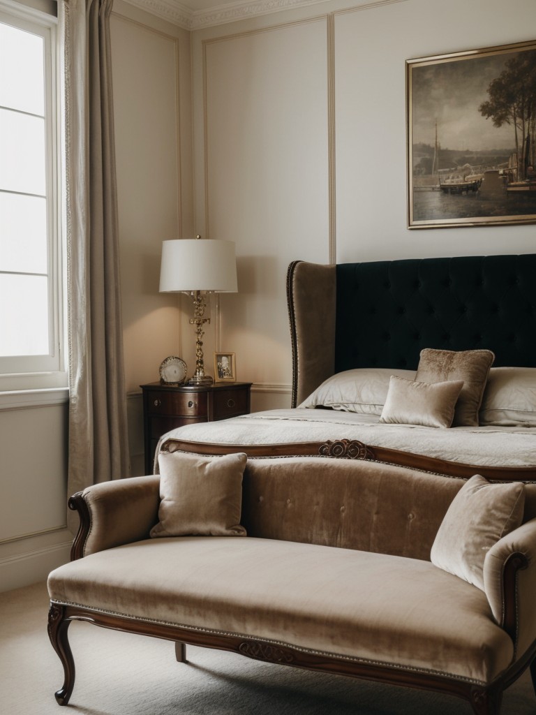 Luxurious Vintage Bedroom Decor: Add Plush Seating for an Elegant Touch!