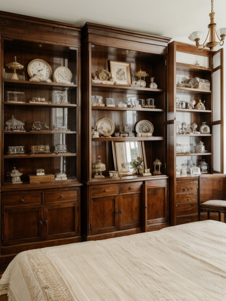 Chic Vintage Apartment Decor: Showcasing Treasured Antiques.