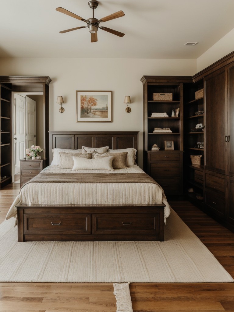 Upgrade Your Bedroom with Stylish Vintage Decor & Functional Built-In Storage!