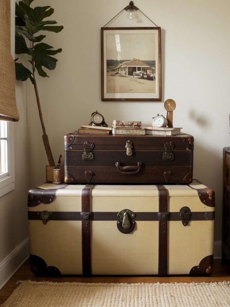 Vintage Ambiance: Stylish Apartment with Retro Travel Trunk Storage