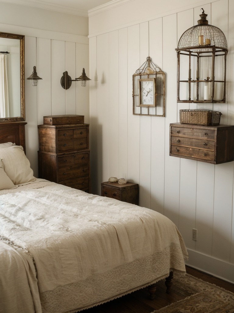 Whimsical Vintage Bedroom Decor: Bird Cages, Wall Sconces, Jewelry Boxes