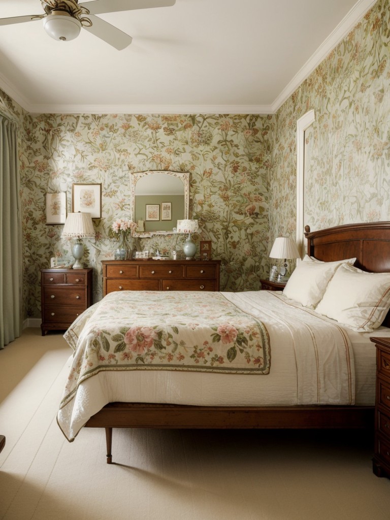 Vintage Wallpaper: Elevate Your Apartment with Whimsical Bedroom Decor