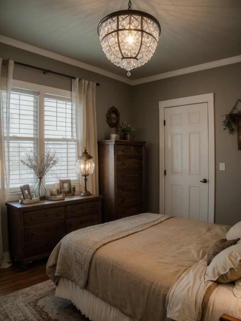 Vintage Rustic Bedroom: Illuminate with Romantic Charm