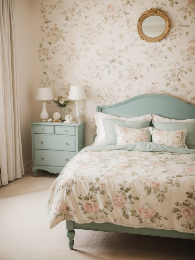 Vintage Charm for Your Bedroom: Pastel Colors, Floral Prints, and Tea Cup Magic!