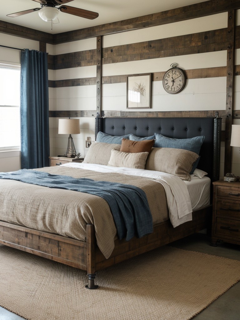 Vintage Industrial Bedroom Design: Get Cozy with Burlap & Denim Upholstery