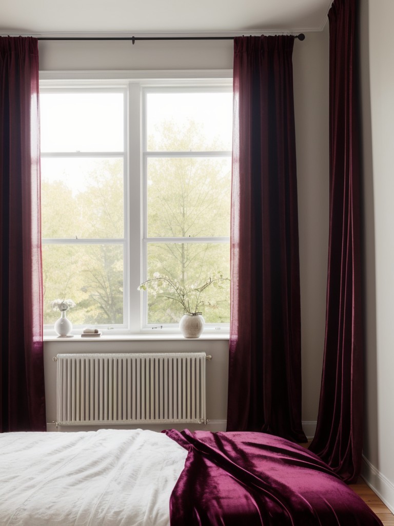 Luxury meets Scandi: Elevate your bedroom with plush window treatments in rich colors.