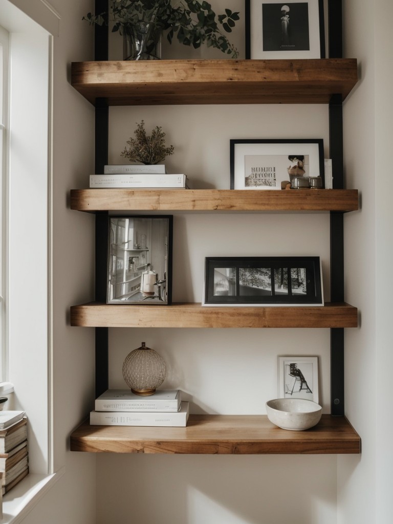 Minimalist Apartment Storage: Transform Your Bedroom with Built-In Shelving or Floating Shelves.