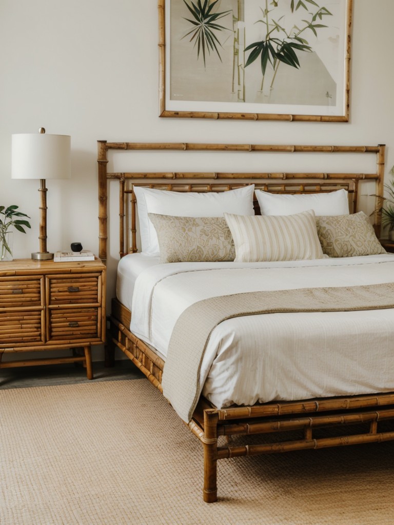 Serene Eastern-inspired bedroom with retro vibes